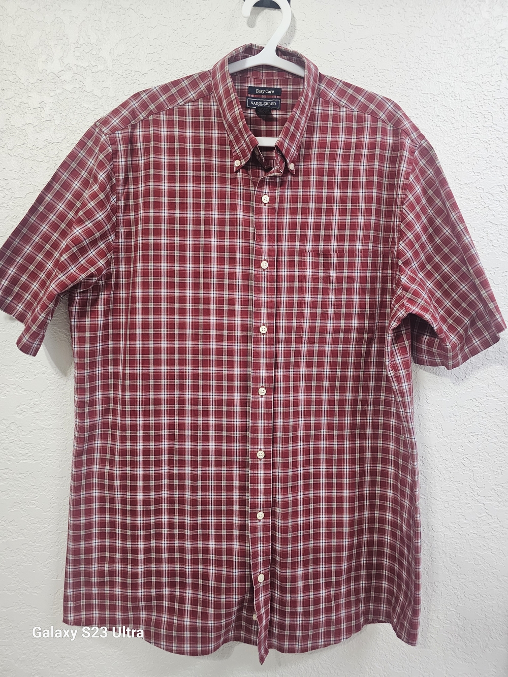 Saddlebred Red Plaid Short-Sleeve Button-Down Shirt